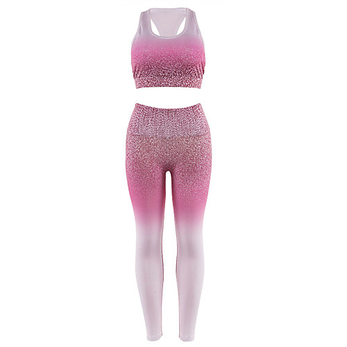 

Women's 2-Piece Activewear Set Workout Outfits Sports Bra with Tights 2pcs Running Fitness Jogging Breathable Soft Push Up Sportswear Color Gradient Athletic Clothing Set Sleeveless Activewear