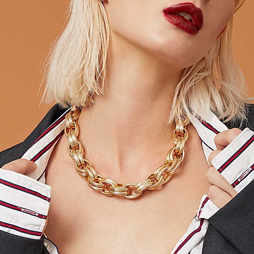 

Women's Choker Necklace Chain Necklace Necklace Stacking Stackable Precious Statement Unique Design Punk Trendy Gold Plated Gold 42 cm Necklace Jewelry For Party Evening Street Festival