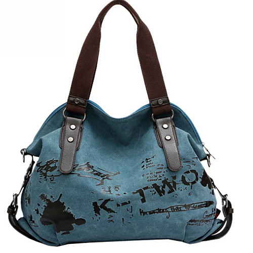 

Women's Zipper Canvas Top Handle Bag Solid Color Purple / Blue / Brown