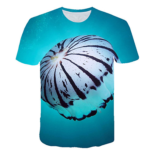

Men's Daily Sports Street chic / Exaggerated T-shirt - Geometric / 3D / Animal Print Light Green