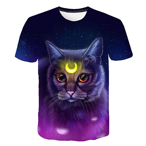 

Men's Daily Sports Basic / Exaggerated T-shirt - Color Block / 3D / Animal Print Rainbow