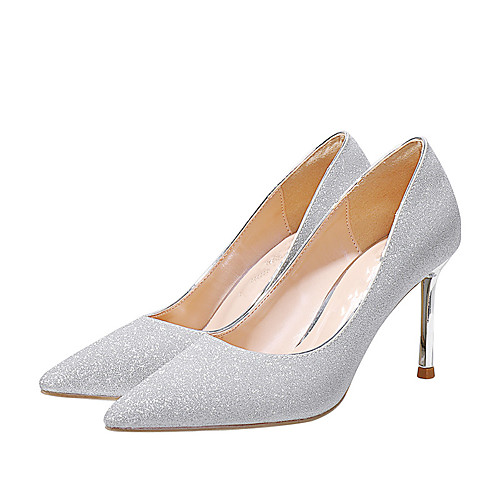

Women's Heels Stiletto Heel Pointed Toe Sequin Synthetics Sweet Walking Shoes Spring & Fall / Spring & Summer Silver / Wedding / Party & Evening