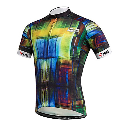 

21Grams Men's Short Sleeve Cycling Jersey 100% Polyester Black / Yellow Tie Dye Gradient Bike Jersey Top Mountain Bike MTB Road Bike Cycling UV Resistant Breathable Quick Dry Sports Clothing Apparel