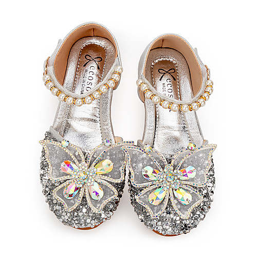 

Girls' Flower Girl Shoes Synthetics Sandals Little Kids(4-7ys) / Big Kids(7years ) Bowknot / Sparkling Glitter / Buckle Silver Spring / Fall / Party & Evening / Color Block