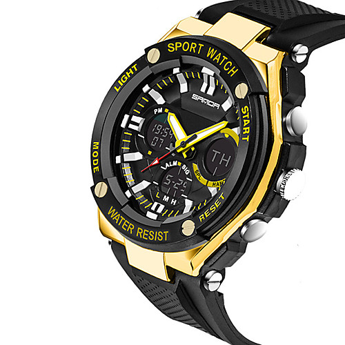 

Men's Sport Watch Japanese Automatic self-winding Rubber Black 30 m Water Resistant / Waterproof Calendar / date / day Alarm Clock Analog - Digital Outdoor Cool - Black Yellow Blue One Year Battery