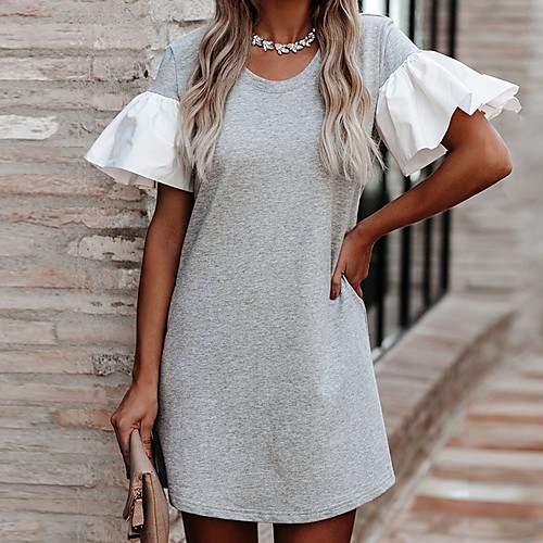 

Women's Gray Dress A Line Solid Color S M