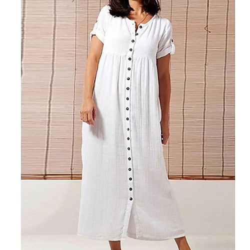 

Women's White Black Dress Tunic Solid Color V Neck S M