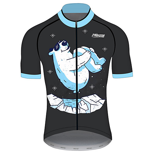 

21Grams Men's Short Sleeve Cycling Jersey 100% Polyester Bule / Black Animal Bike Jersey Top Mountain Bike MTB Road Bike Cycling UV Resistant Breathable Quick Dry Sports Clothing Apparel / Stretchy