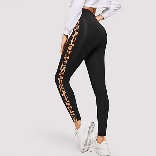 

Women's Sporty Sweatpants Pants - Leopard Black S M L