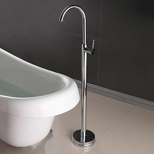 

Bathtub Faucet - Contemporary Chrome Free Standing Ceramic Valve Bath Shower Mixer Taps