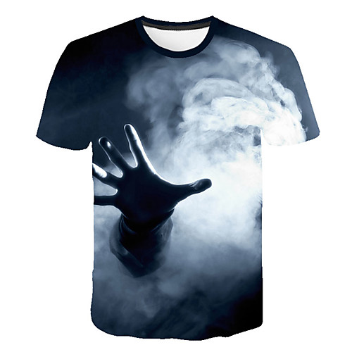 

Men's Daily Sports Street chic / Exaggerated T-shirt - 3D / Abstract Print Black