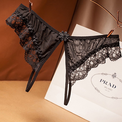 

Women's Lace / Flower G-strings & Thongs Panties Low Waist Black White Blushing Pink One-Size