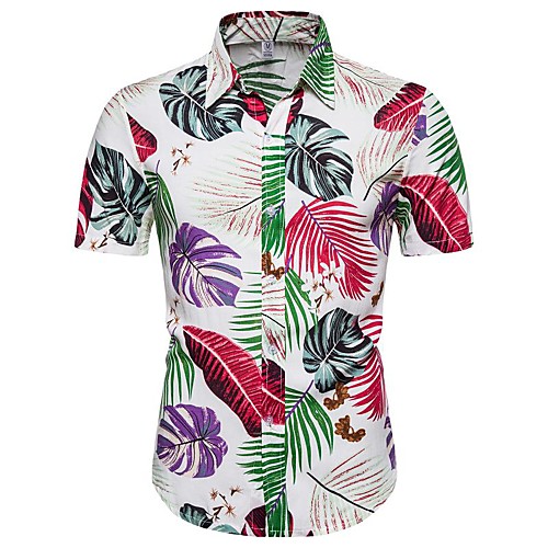 

Men's Daily Going out Basic / Exaggerated T-shirt - Floral / 3D Rainbow