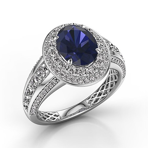 

Women's Ring Belle Ring AAA Cubic Zirconia 1pc Blue Copper Silver-Plated Irregular Statement Luxury Party Evening Gift Jewelry Geometrical Wearable