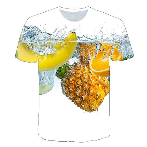 

Men's Daily Sports Basic / Exaggerated T-shirt - Color Block / 3D / Fruit Pineapple, Print Rainbow