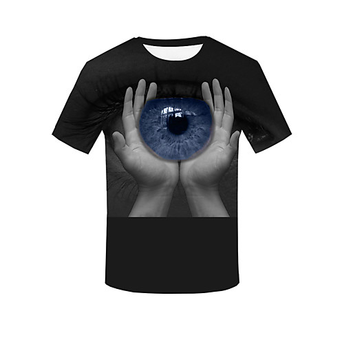 

Men's Daily Going out Basic / Street chic T-shirt - 3D / Solid Colored / Eye Black