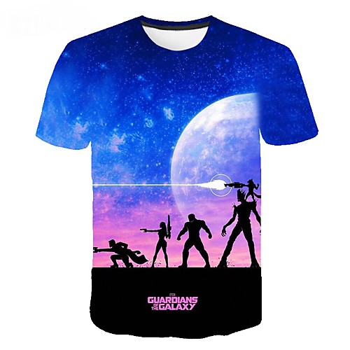 

Men's Daily Sports Basic / Exaggerated T-shirt - Color Block / 3D / Cartoon Print Rainbow