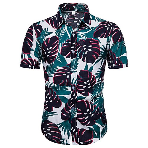 

Men's Daily Going out Basic / Exaggerated T-shirt - Floral / 3D Green