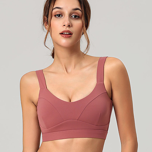 

Women's Yoga Top Bra Top Removable Pad Solid Color Red White Light Blue Elastane Yoga Running Fitness Bra Top Sleeveless Sport Activewear Breathable Quick Dry Comfortable High Elasticity Slim