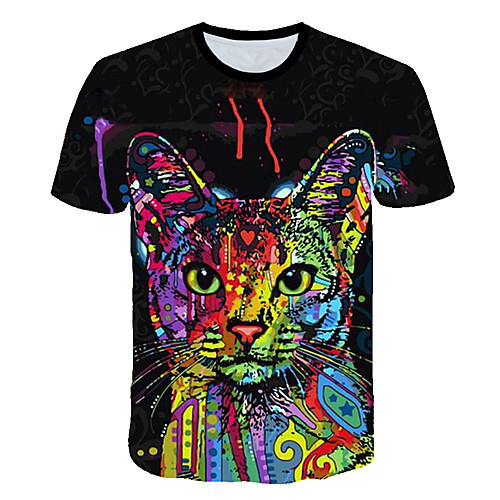 

Men's Daily Sports Basic / Exaggerated T-shirt - Color Block / 3D / Animal Print Rainbow