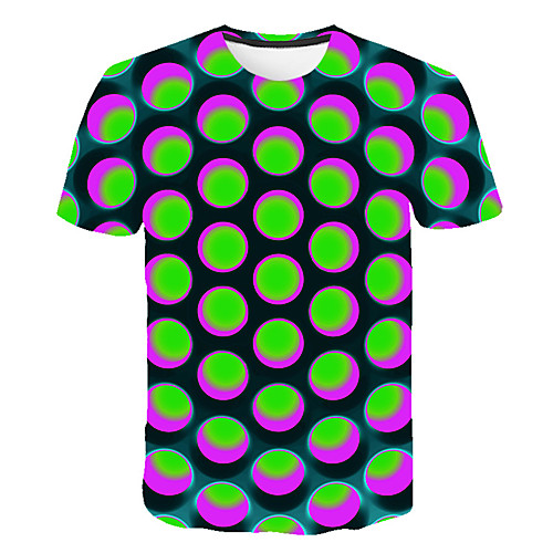 

Men's Daily Sports Street chic / Exaggerated T-shirt - Color Block / 3D / Visual Deception Print Green