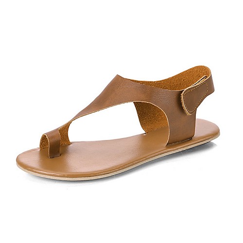 

Women's Sandals Flat Heel Open Toe PU Summer Khaki / Brown