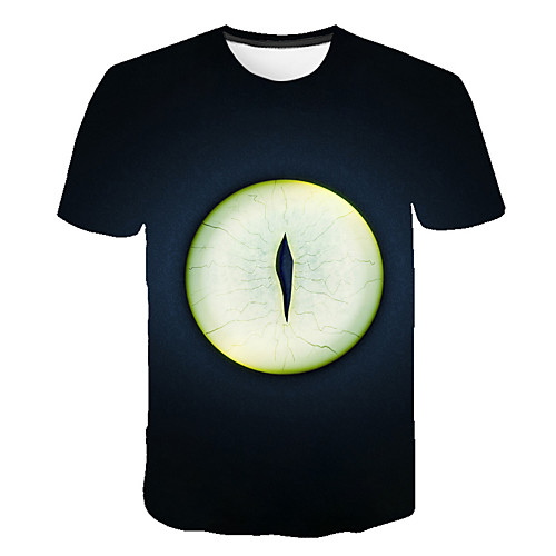 

Men's Daily Sports Street chic / Exaggerated T-shirt - Color Block / 3D / Eye Print Black
