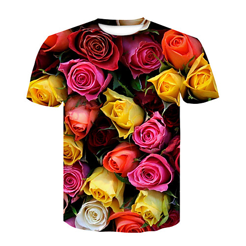 

Men's Plus Size 3D Graphic Slim T-shirt Daily Round Neck Red / Short Sleeve