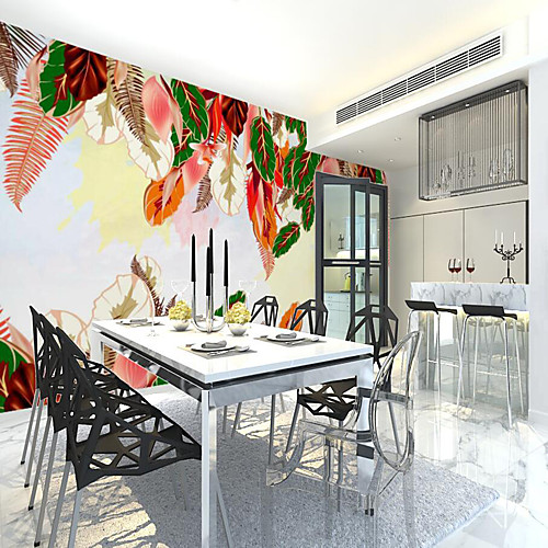 

Custom Self-adhesive Mural Wallpaper Colorful Leaves Suitable For Bedroom Living Room Coffee Shop Restaurant Hotel Wall Decoration Art Room Wallcovering