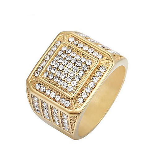 

Men's Ring 1pc Gold Silver Rhinestone Titanium Steel Square Fashion Birthday Party Evening Jewelry Geometrical Precious