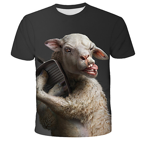 

Men's Daily Holiday Street chic / Exaggerated T-shirt - 3D / Tie Dye / Animal Wolf, Print Rainbow