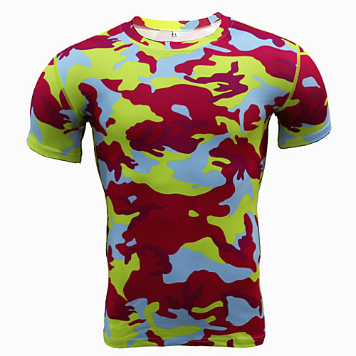 

JACK CORDEE Men's Short Sleeve Compression Suit Polyster Polyester Taffeta Fuchsia Geometic Camo / Camouflage Bike Jersey Top Mountain Bike MTB Road Bike Cycling Breathable Quick Dry Sweat-wicking