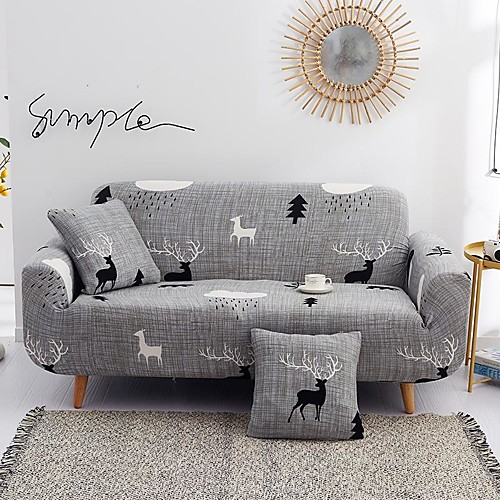 

Cartoon Deer Print Dustproof All-powerful Slipcovers Stretch Sofa Cover Super Soft Fabric Couch Cover with One Free Pillow Case