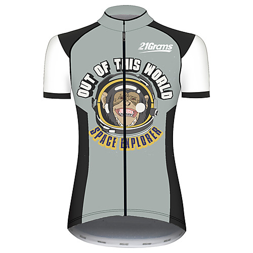 

21Grams Women's Short Sleeve Cycling Jersey 100% Polyester Black / White Animal Monkey Bike Jersey Top Mountain Bike MTB Road Bike Cycling UV Resistant Breathable Quick Dry Sports Clothing Apparel