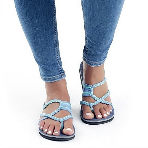 

Women's Sandals Flat Heel Round Toe PU Summer Wine / Black / White / Light Green / Color Block