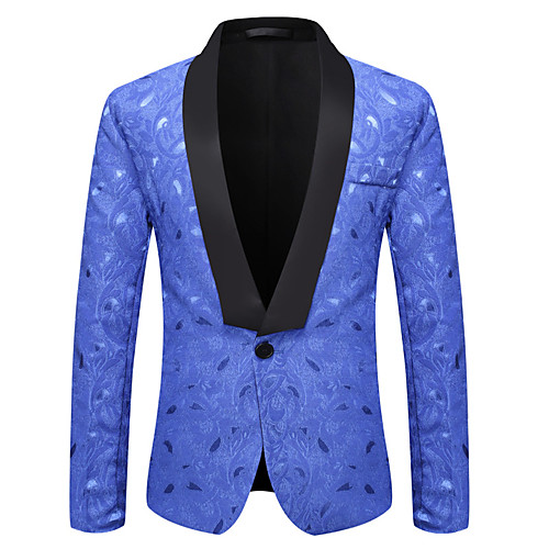 

Men's Blazer Peaked Lapel Polyester Blue / Black