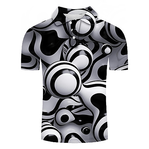 

Men's Daily Going out Basic / Exaggerated Polo - Color Block / 3D / Graphic White