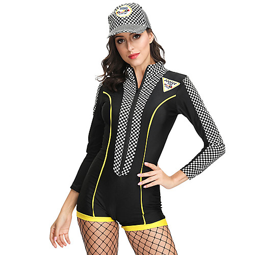 

Cheerleader Hat Outfits Adults' Women's Cosplay Halloween Halloween Festival / Holiday Polyster Black Women's Carnival Costumes / Leotard / Onesie