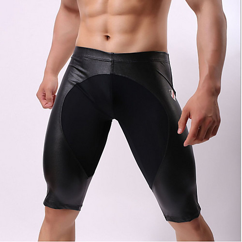 

Men's Normal Nylon Sexy Long Johns Color Block Mid Waist
