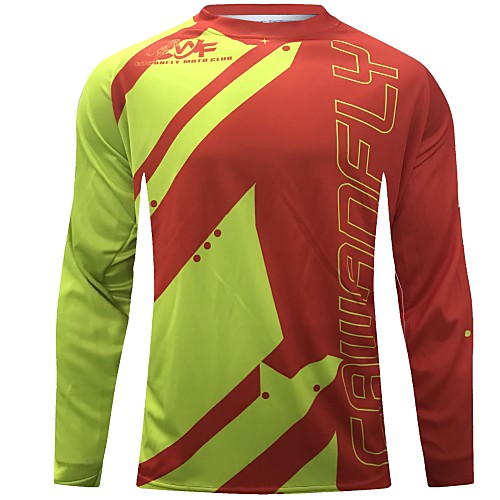 

CAWANFLY Men's Long Sleeve Cycling Jersey Downhill Jersey Dirt Bike Jersey Winter Polyester Black Patchwork Geometic Novelty Bike Jersey Top Mountain Bike MTB Breathable Quick Dry Sweat-wicking Sports