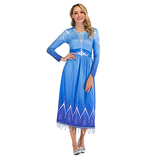 

Princess Elsa Dress Women's Movie Cosplay Cosplay Blue Dress Halloween Carnival Masquerade Polyester