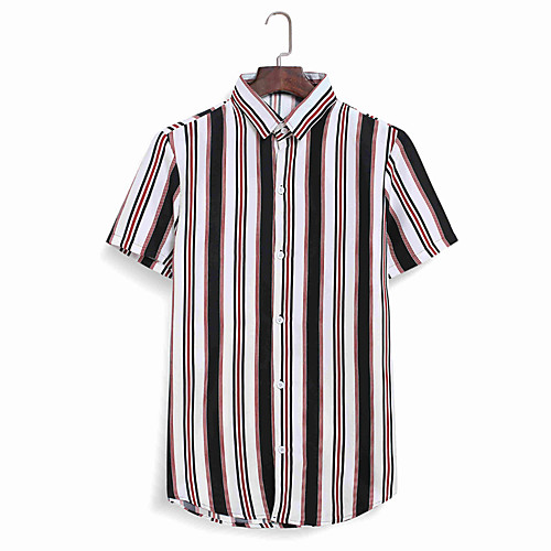 

Men's Daily Weekend Basic / Elegant Shirt - Striped / Color Block White