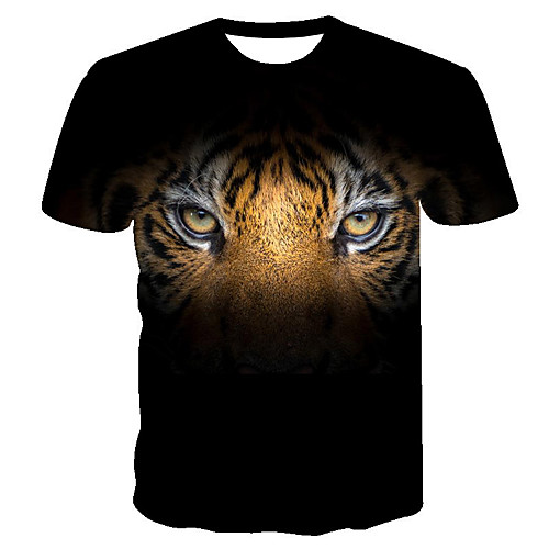 

Men's Daily Going out Basic T-shirt - 3D / Animal Lion, Print Black