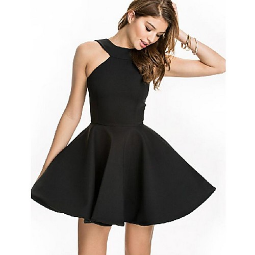 

Women's Black Navy Blue Dress A Line Solid Color S M