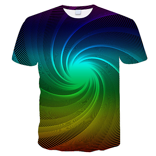 

Men's Daily Holiday Street chic / Exaggerated T-shirt - 3D / Tie Dye / Animal Wolf, Print Rainbow
