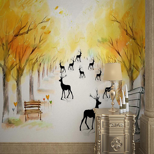 

Custom Self-adhesive Mural Wallpaper Hand-painted Maple Deer Suitable For Bedroom Living Room Coffee Shop Restaurant Hotel Wall Decoration Art
