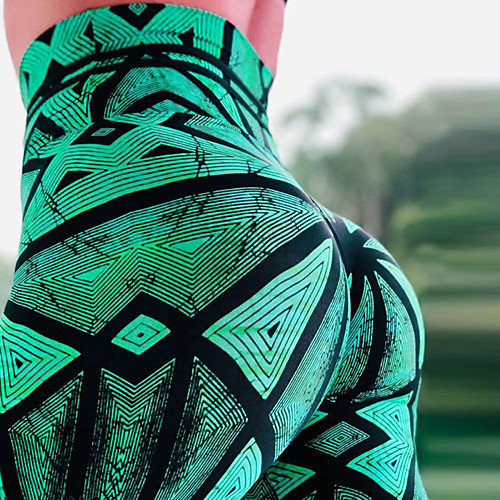 

Women's High Waist Yoga Pants Winter 3D Print Green Running Fitness Gym Workout Leggings Sport Activewear Quick Dry Butt Lift Tummy Control High Elasticity Skinny