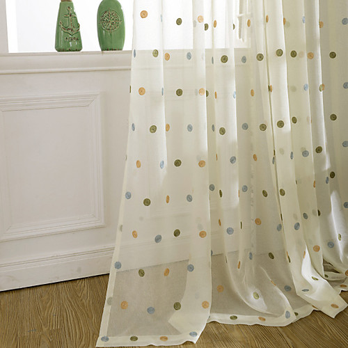 

Two Panel Modern Minimalist Style Dot Embroidery Screen Curtain Translucent Window Screen Living Room Bedroom