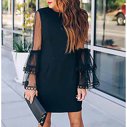 

Women's Black Dress Shift Solid Color S M