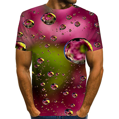 

Men's Daily Going out Street chic / Exaggerated T-shirt - Geometric / 3D / Graphic Pleated / Print Rainbow